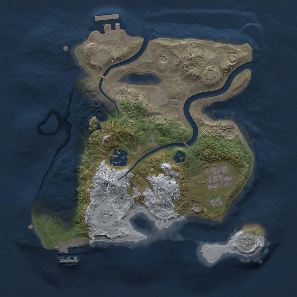 Rust Map: Procedural Map, Size: 2500, Seed: 11021, 8 Monuments