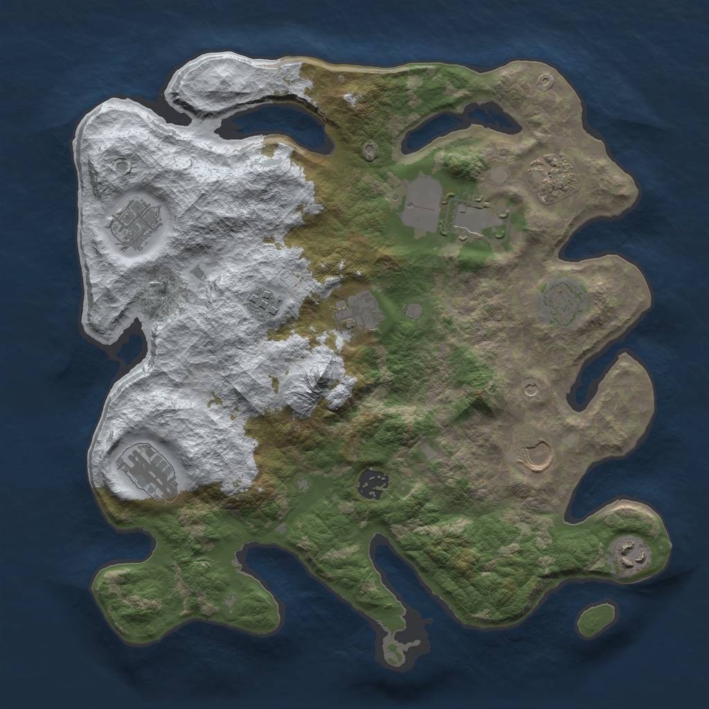 Rust Map: Barren, Size: 3500, Seed: 99315, 13 Monuments
