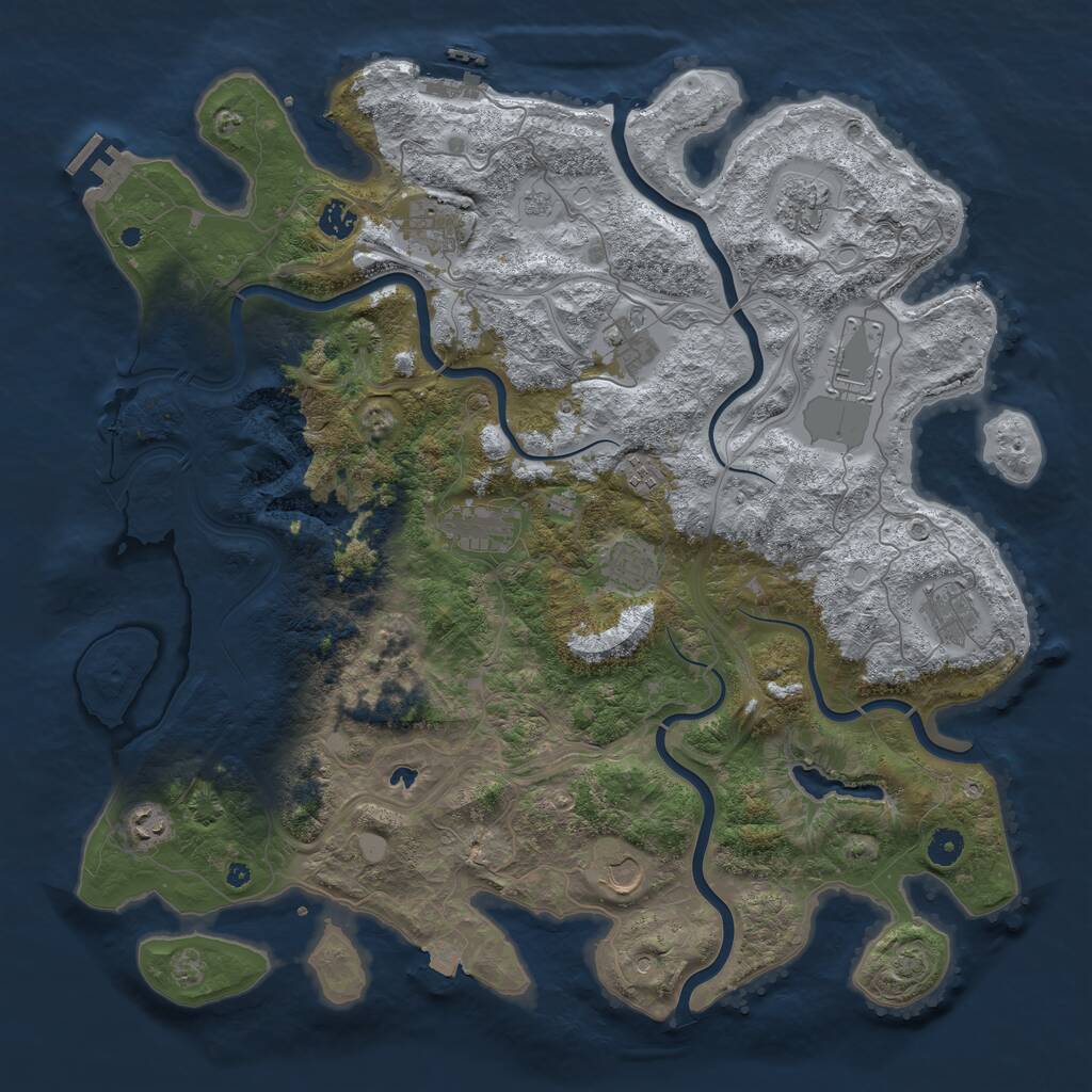 Rust Map: Procedural Map, Size: 4500, Seed: 1102021, 17 Monuments