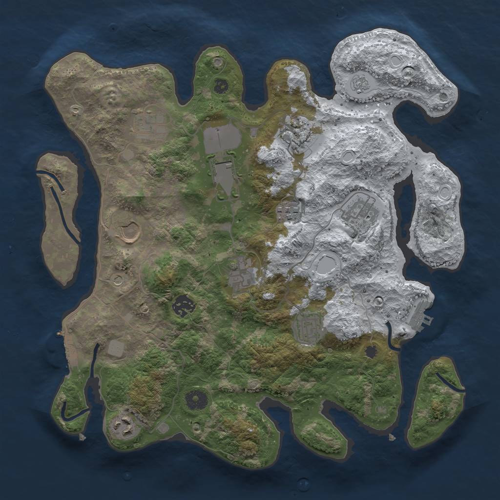 Rust Map: Procedural Map, Size: 3500, Seed: 1049529622, 19 Monuments