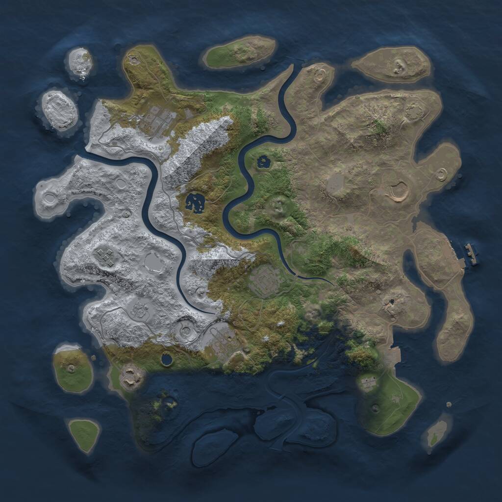 Rust Map: Procedural Map, Size: 3700, Seed: 528362, 12 Monuments