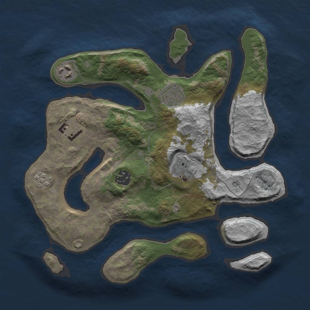 Rust Map: Barren, Size: 3000, Seed: 855884355, 9 Monuments