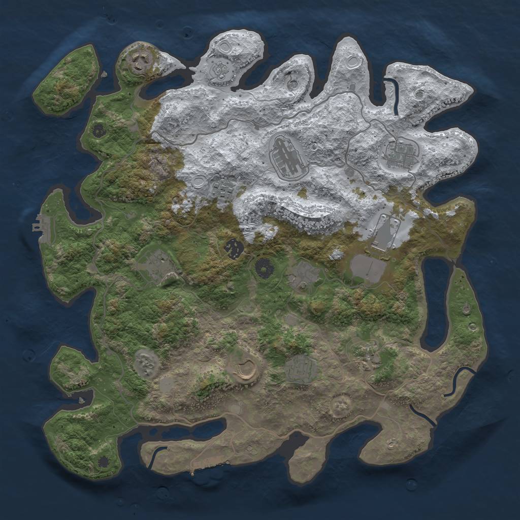 Rust Map: Procedural Map, Size: 4000, Seed: 1451, 20 Monuments