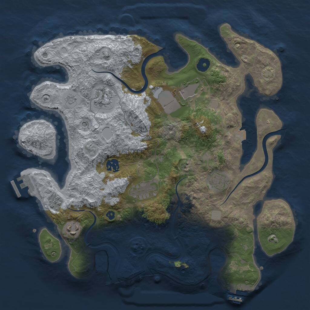 Rust Map: Procedural Map, Size: 3500, Seed: 45755, 13 Monuments