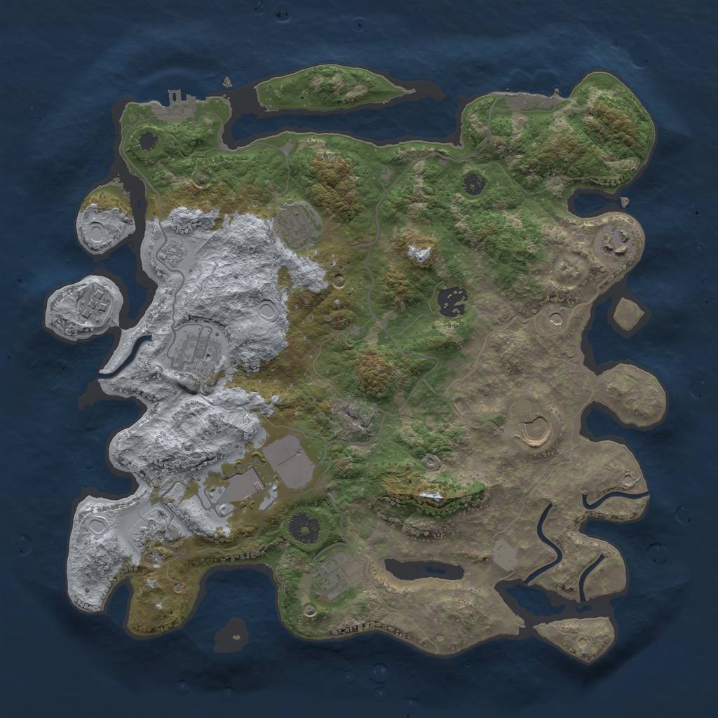Rust Map: Procedural Map, Size: 3500, Seed: 71355424, 18 Monuments
