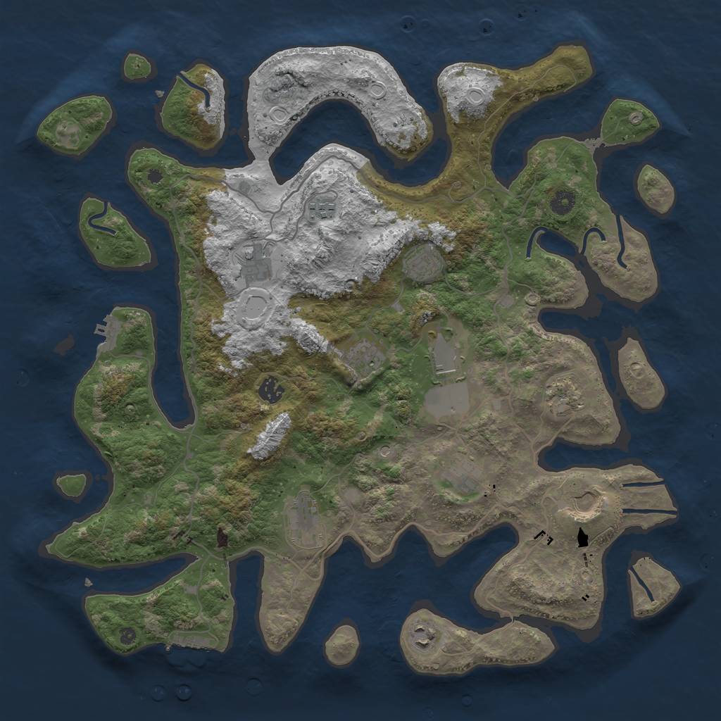 Rust Map: Procedural Map, Size: 4300, Seed: 72713377, 19 Monuments