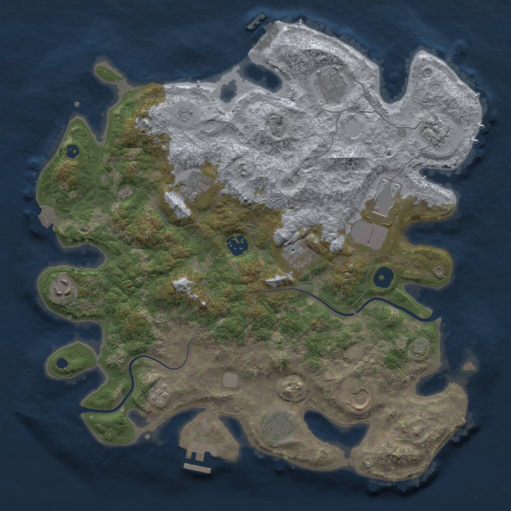 Rust Map: Procedural Map, Size: 3800, Seed: 130110, 16 Monuments