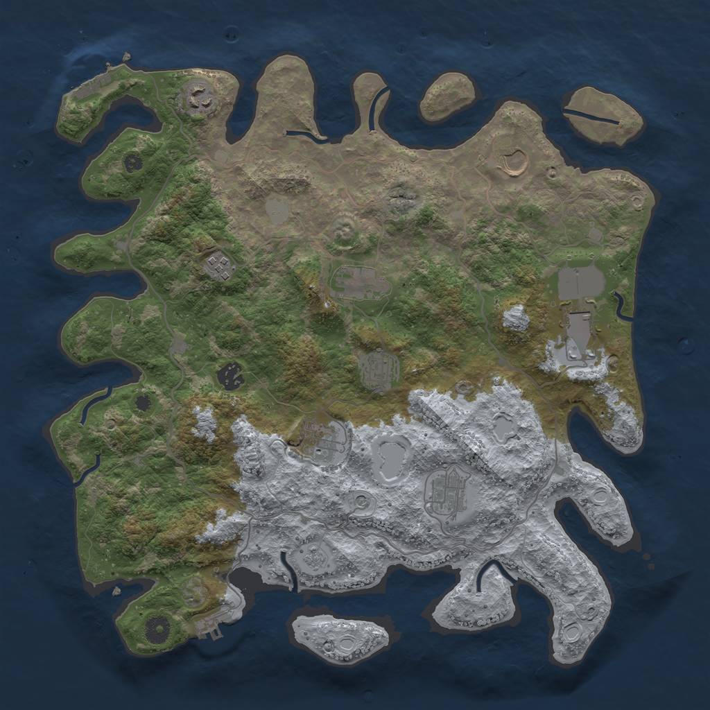 Rust Map: Procedural Map, Size: 4000, Seed: 60321406, 18 Monuments