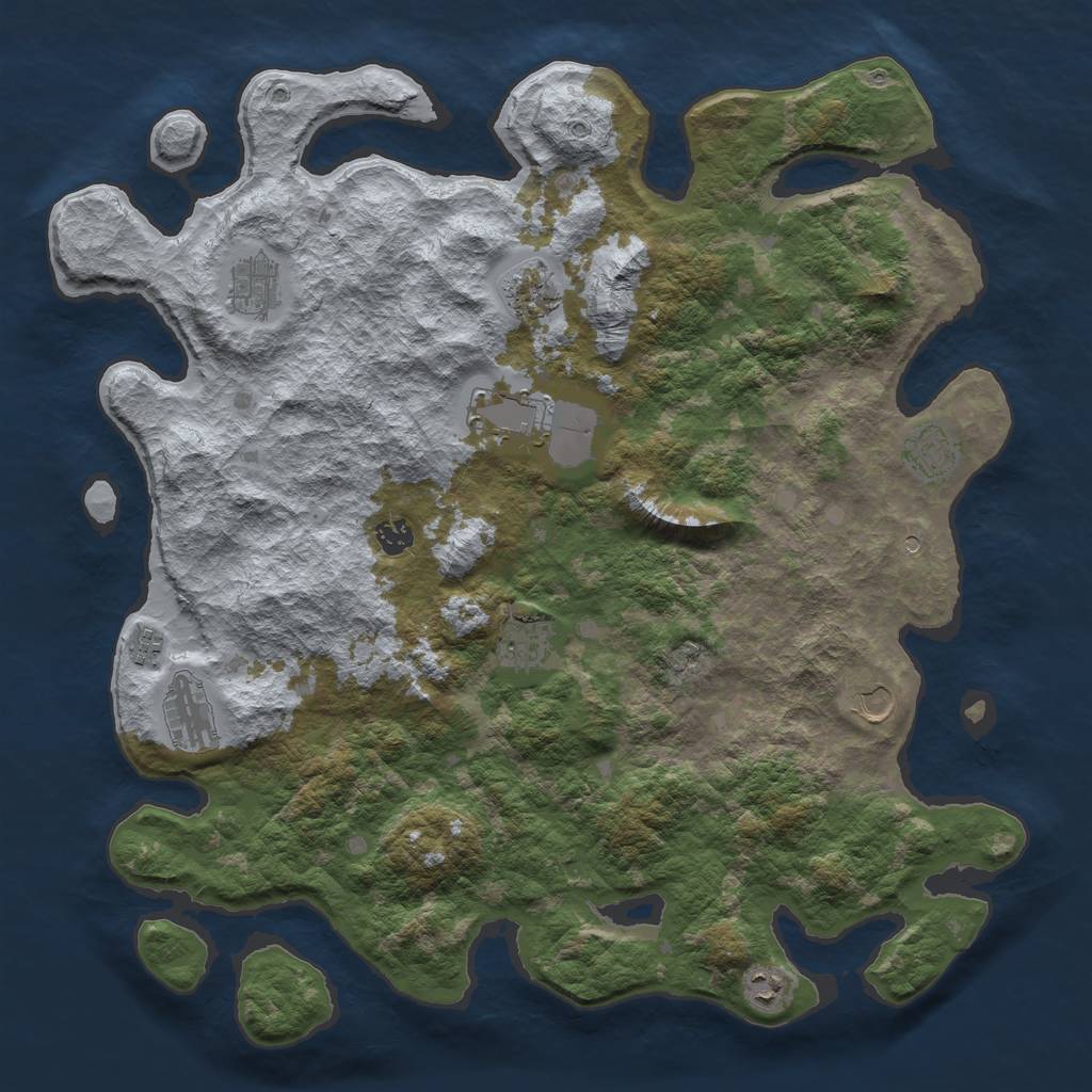 Rust Map: Barren, Size: 4500, Seed: 40110, 13 Monuments