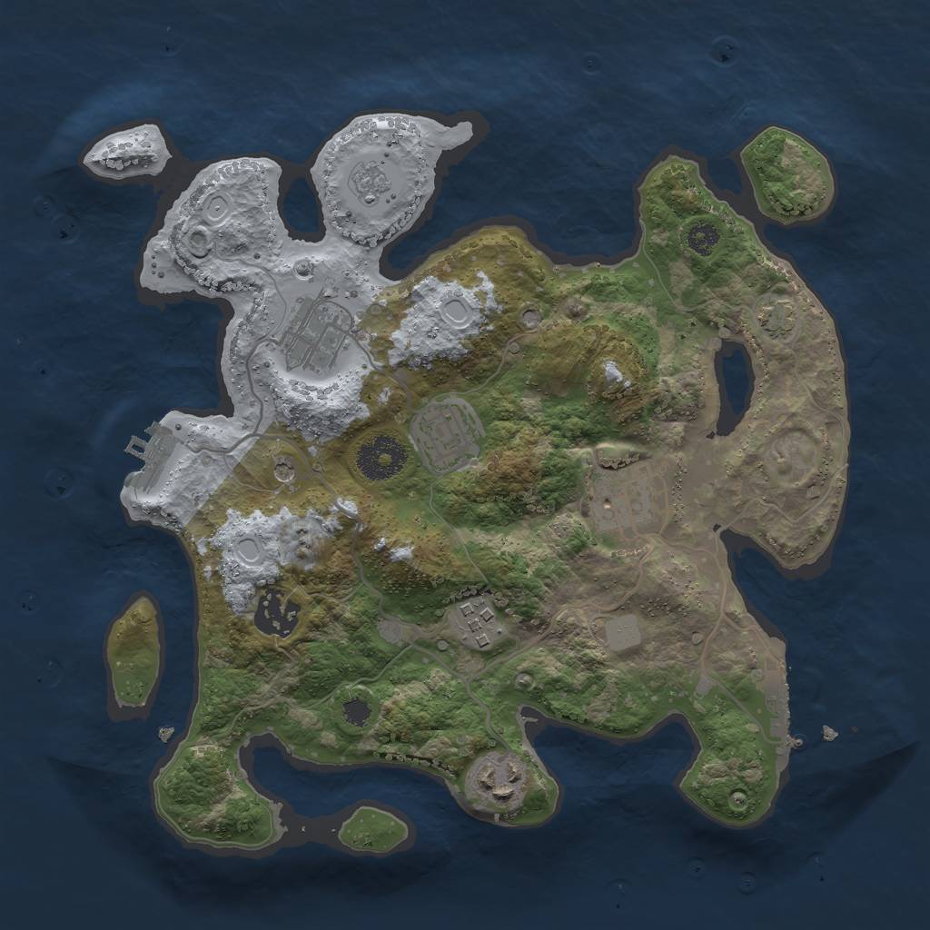 Rust Map: Procedural Map, Size: 3000, Seed: 638114760, 14 Monuments