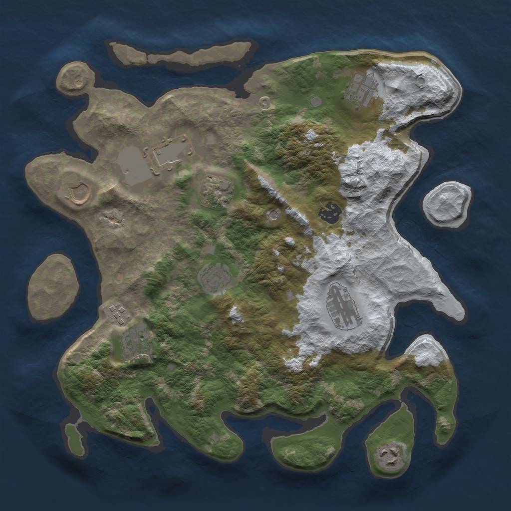 Rust Map: Barren, Size: 3600, Seed: 2061123, 13 Monuments