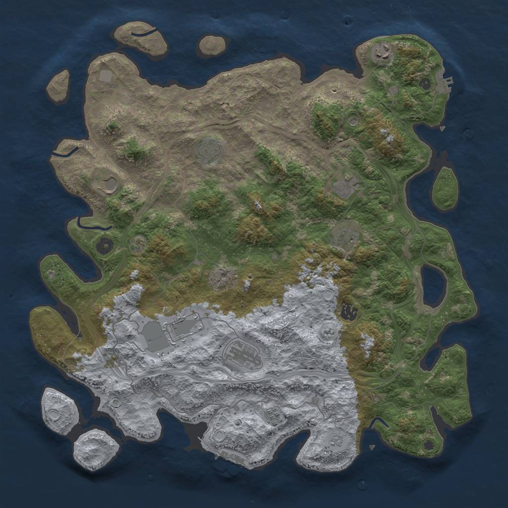 Rust Map: Procedural Map, Size: 4500, Seed: 140110, 16 Monuments