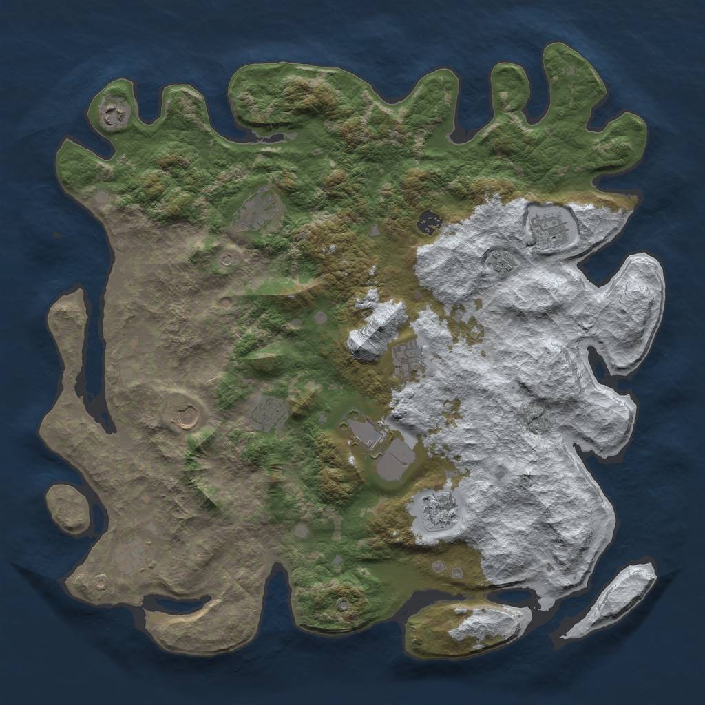 Rust Map: Barren, Size: 4500, Seed: 60110, 14 Monuments