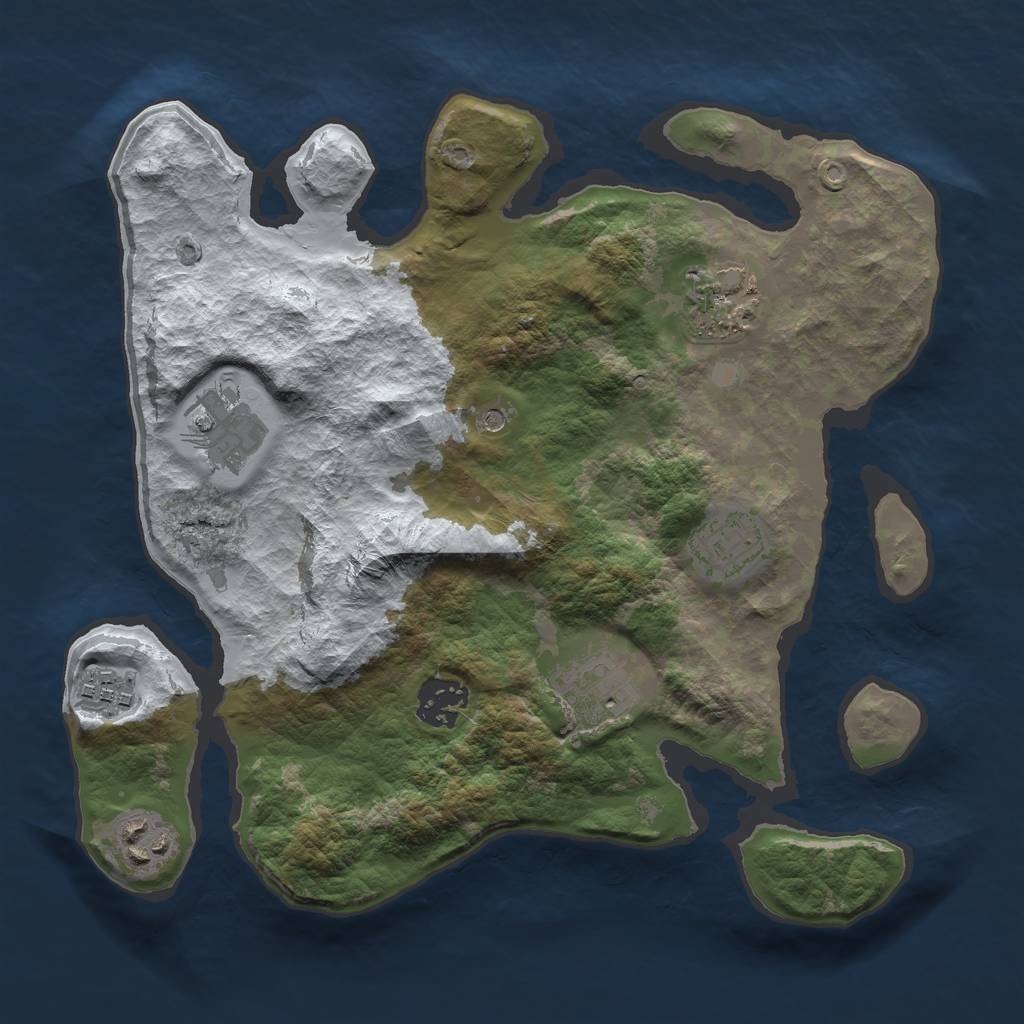 Rust Map: Barren, Size: 3000, Seed: 365864, 10 Monuments