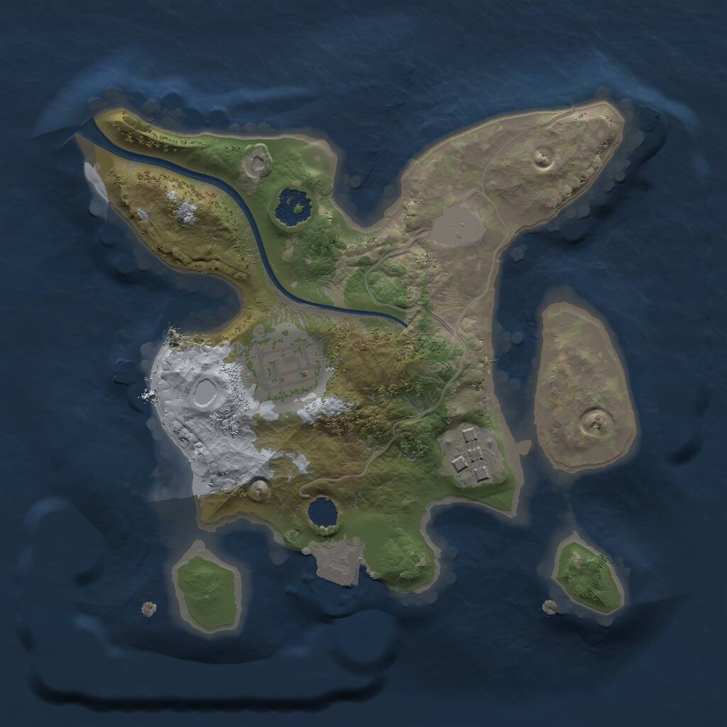 Rust Map: Procedural Map, Size: 2000, Seed: 98589883, 3 Monuments