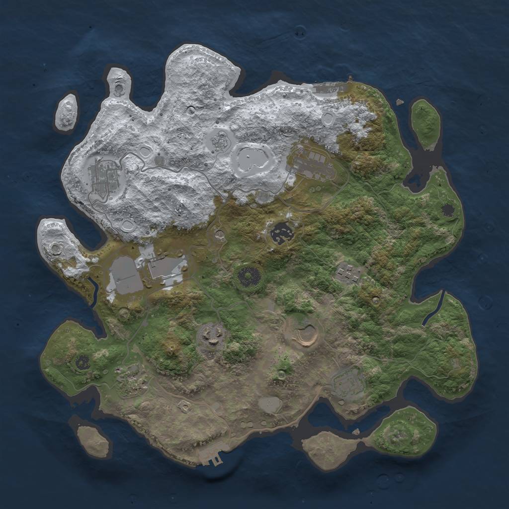 Rust Map: Procedural Map, Size: 3500, Seed: 45756, 18 Monuments