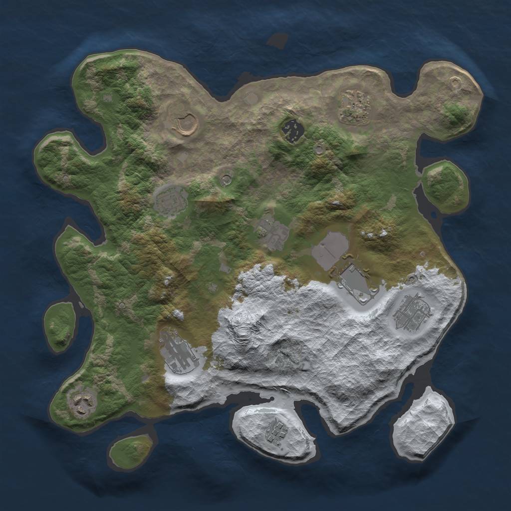 Rust Map: Barren, Size: 3500, Seed: 589308602, 13 Monuments