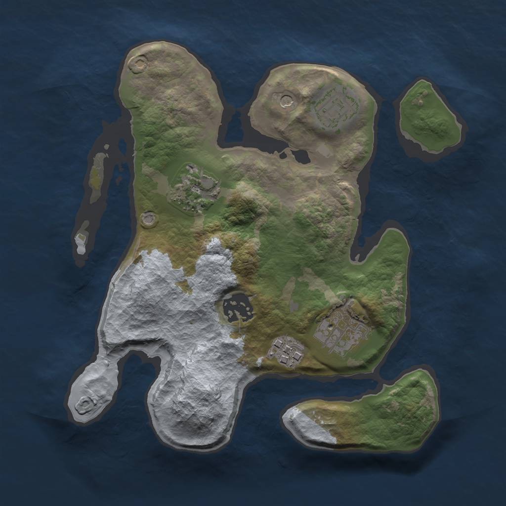 Rust Map: Barren, Size: 2500, Seed: 98834, 8 Monuments