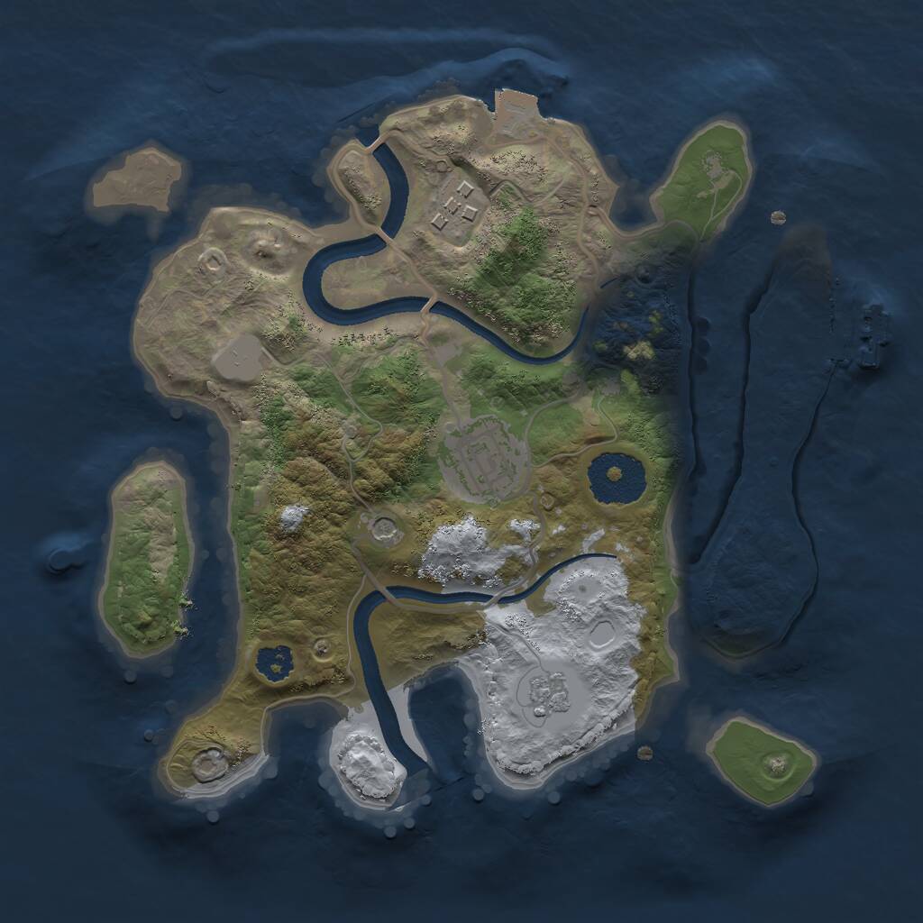 Rust Map: Procedural Map, Size: 2500, Seed: 1546964338, 6 Monuments