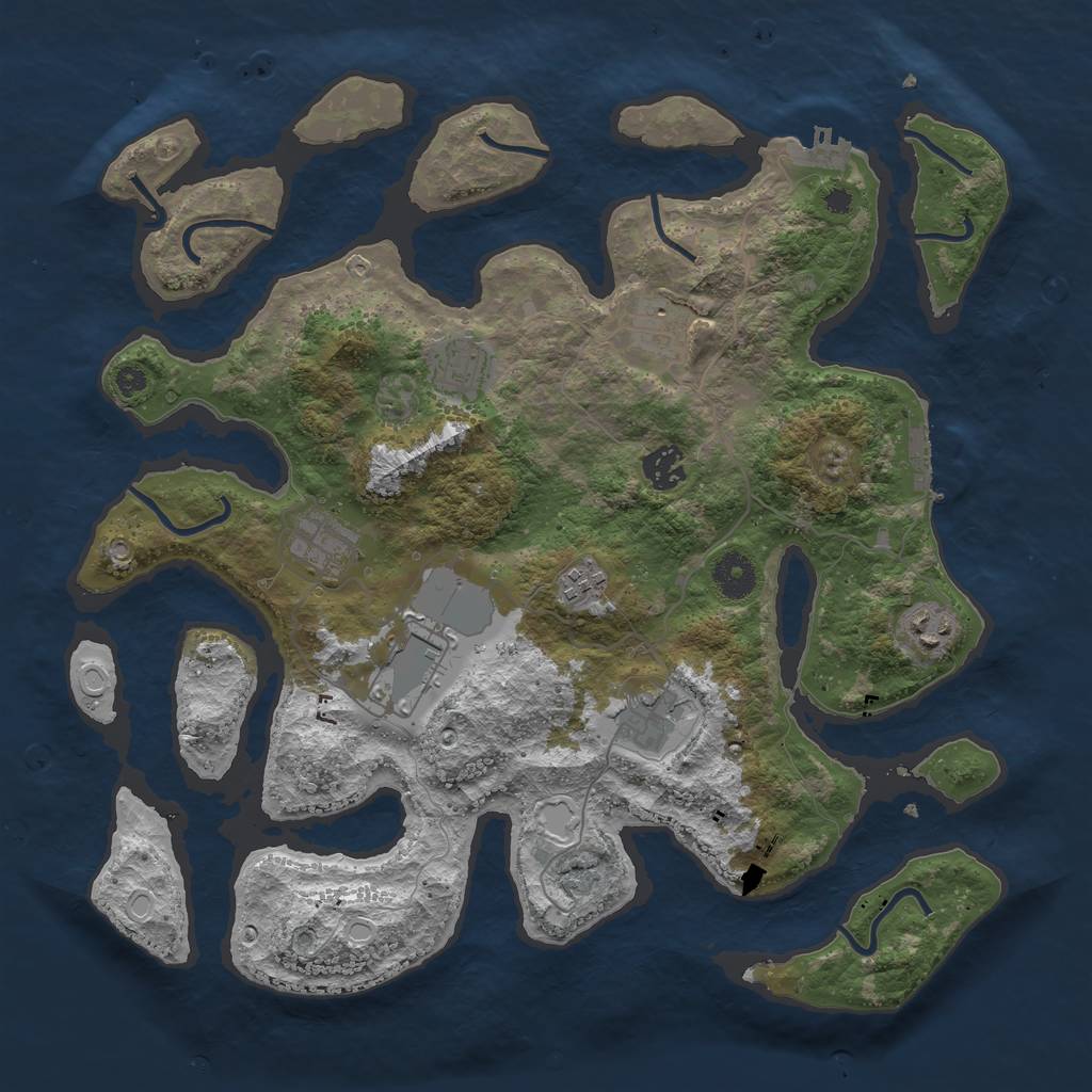 Rust Map: Procedural Map, Size: 3750, Seed: 133607872, 15 Monuments