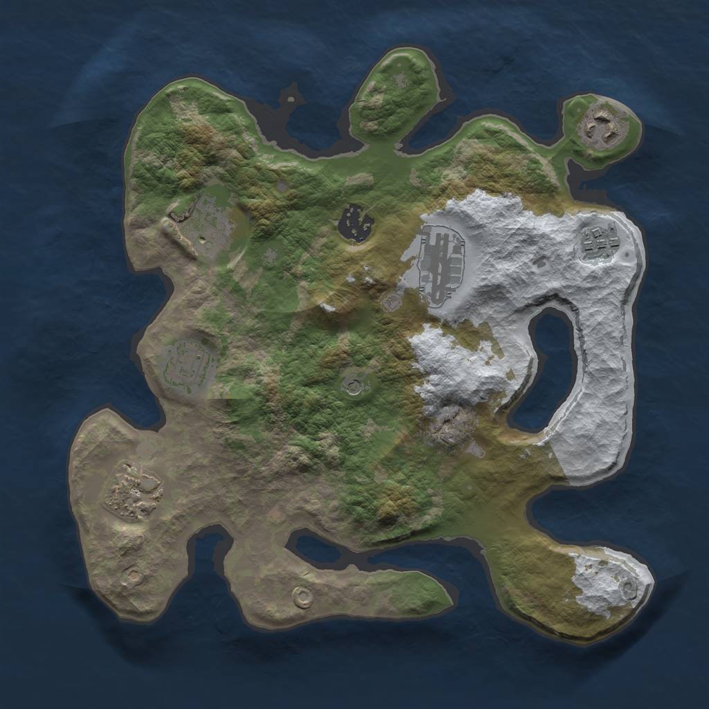 Rust Map: Barren, Size: 3000, Seed: 390731681, 10 Monuments