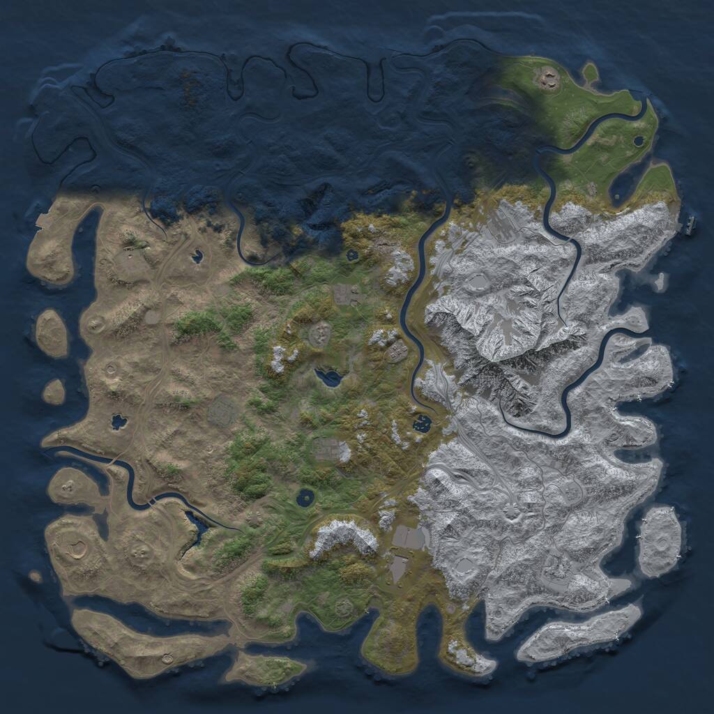 Rust Map: Procedural Map, Size: 6000, Seed: 723, 17 Monuments