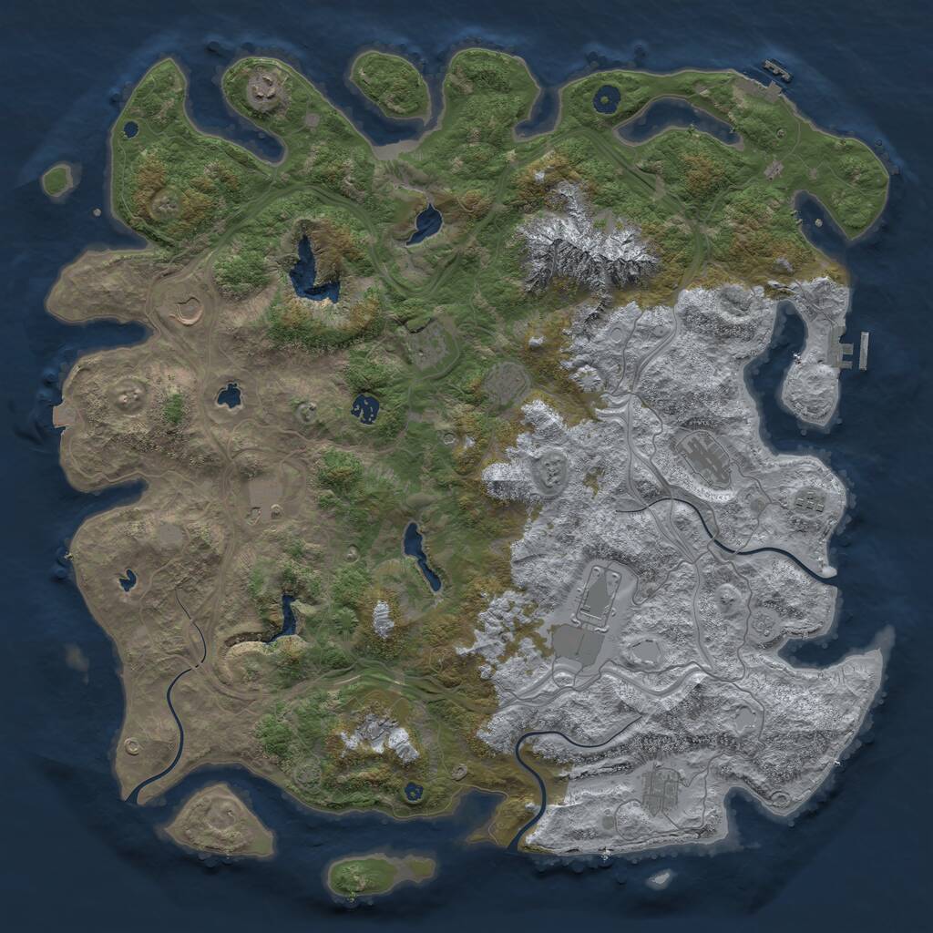 Rust Map: Procedural Map, Size: 5000, Seed: 87, 17 Monuments
