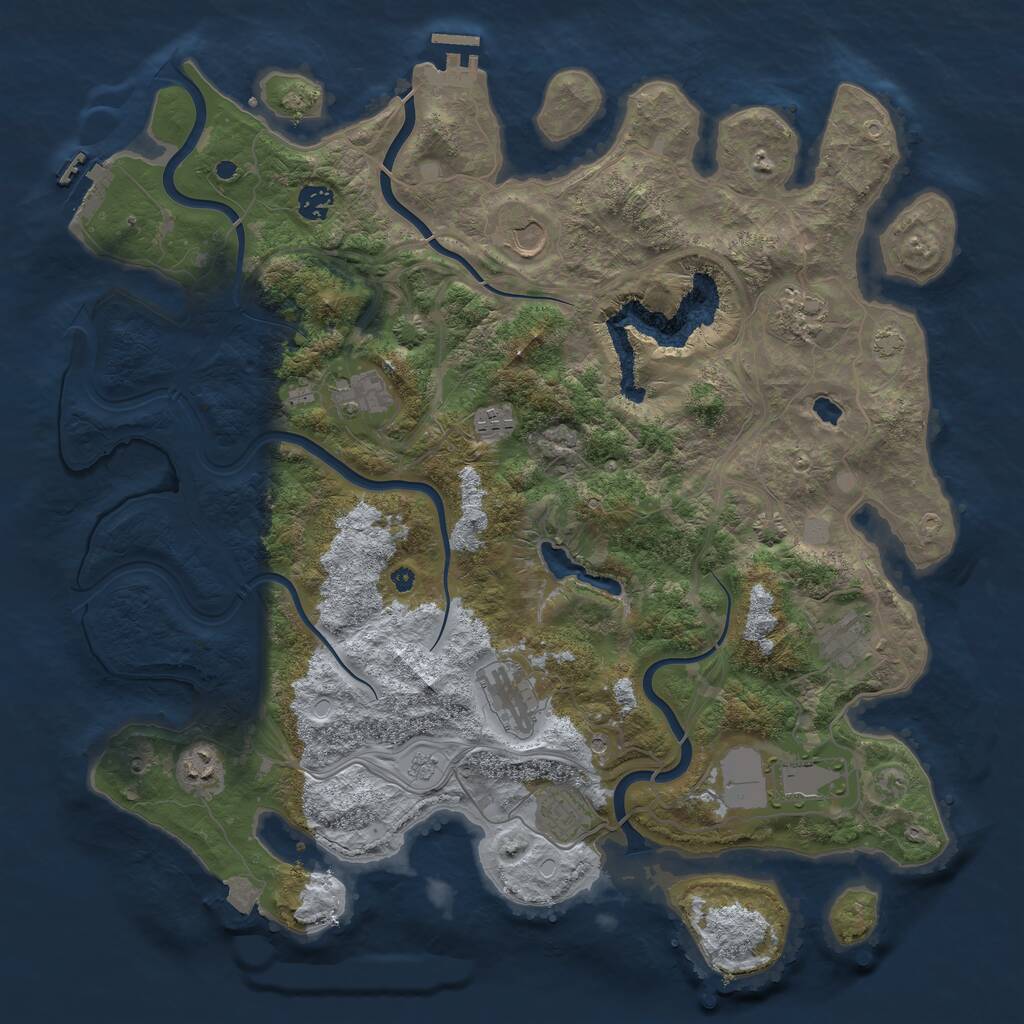 Rust Map: Procedural Map, Size: 4300, Seed: 937951339, 16 Monuments