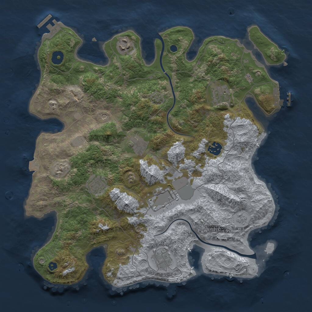 Rust Map: Procedural Map, Size: 3600, Seed: 2583030, 13 Monuments