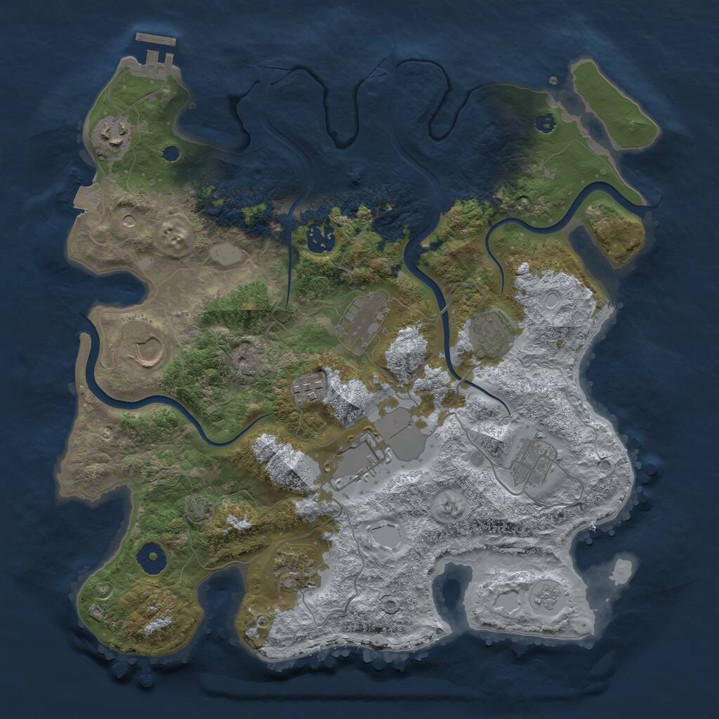 Rust Map: Procedural Map, Size: 3600, Seed: 2583030, 14 Monuments
