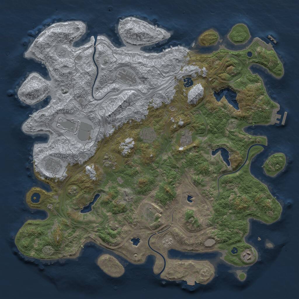 Rust Map: Procedural Map, Size: 4500, Seed: 70110, 16 Monuments