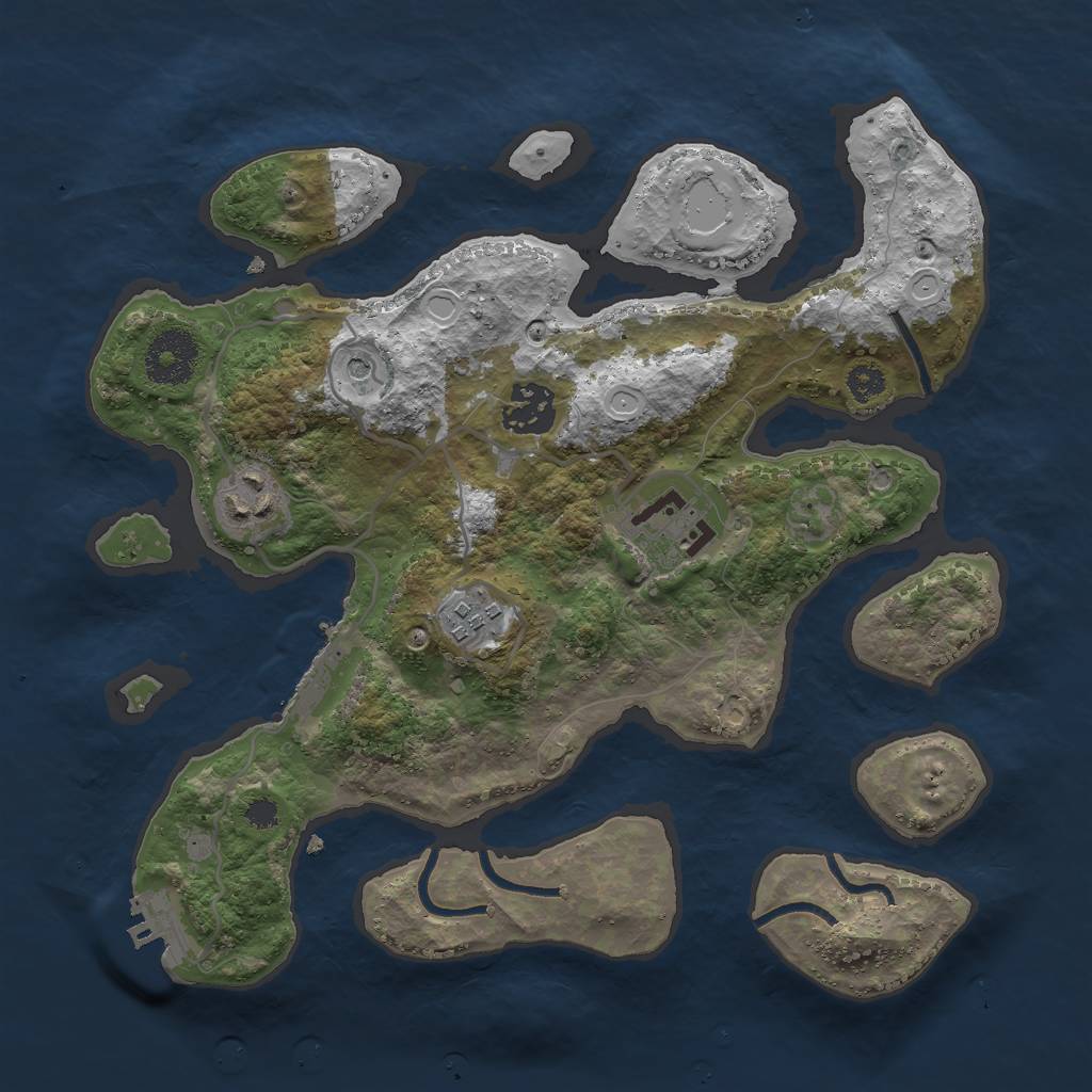 Rust Map: Procedural Map, Size: 3000, Seed: 3241654, 12 Monuments