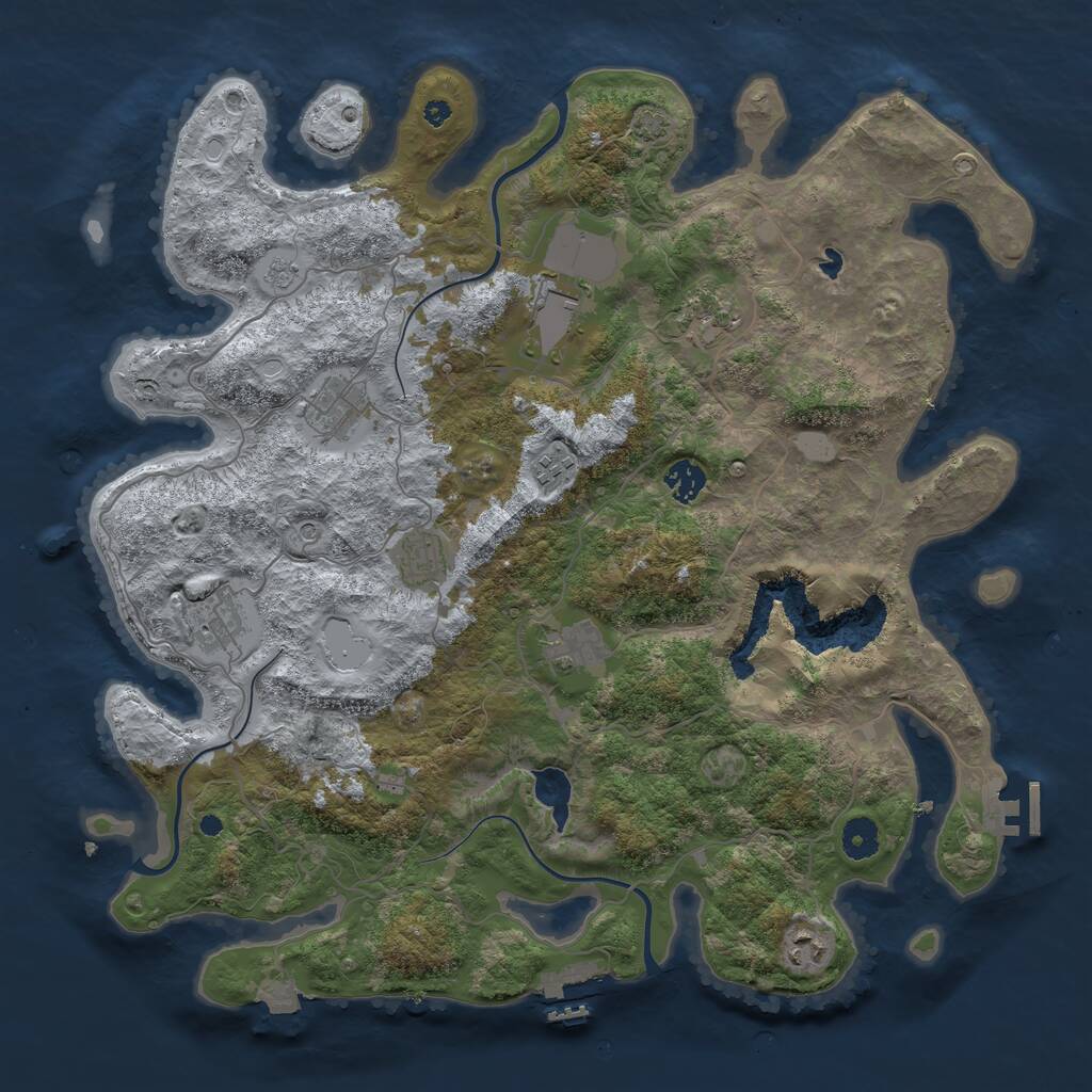 Rust Map: Procedural Map, Size: 4096, Seed: 120110, 15 Monuments