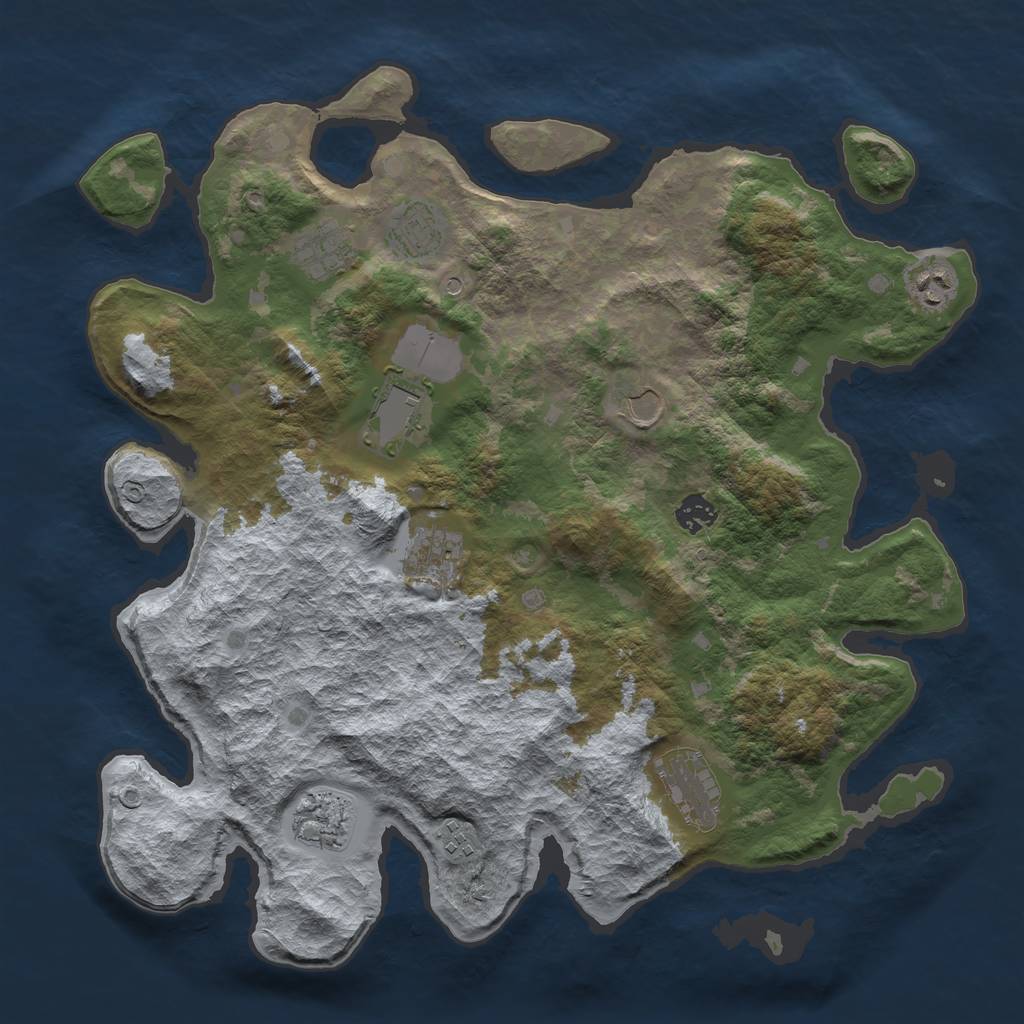 Rust Map: Barren, Size: 4000, Seed: 798785, 13 Monuments