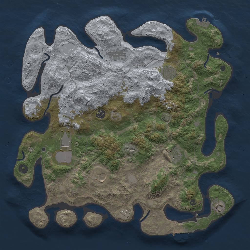 Rust Map: Procedural Map, Size: 4000, Seed: 9746, 16 Monuments