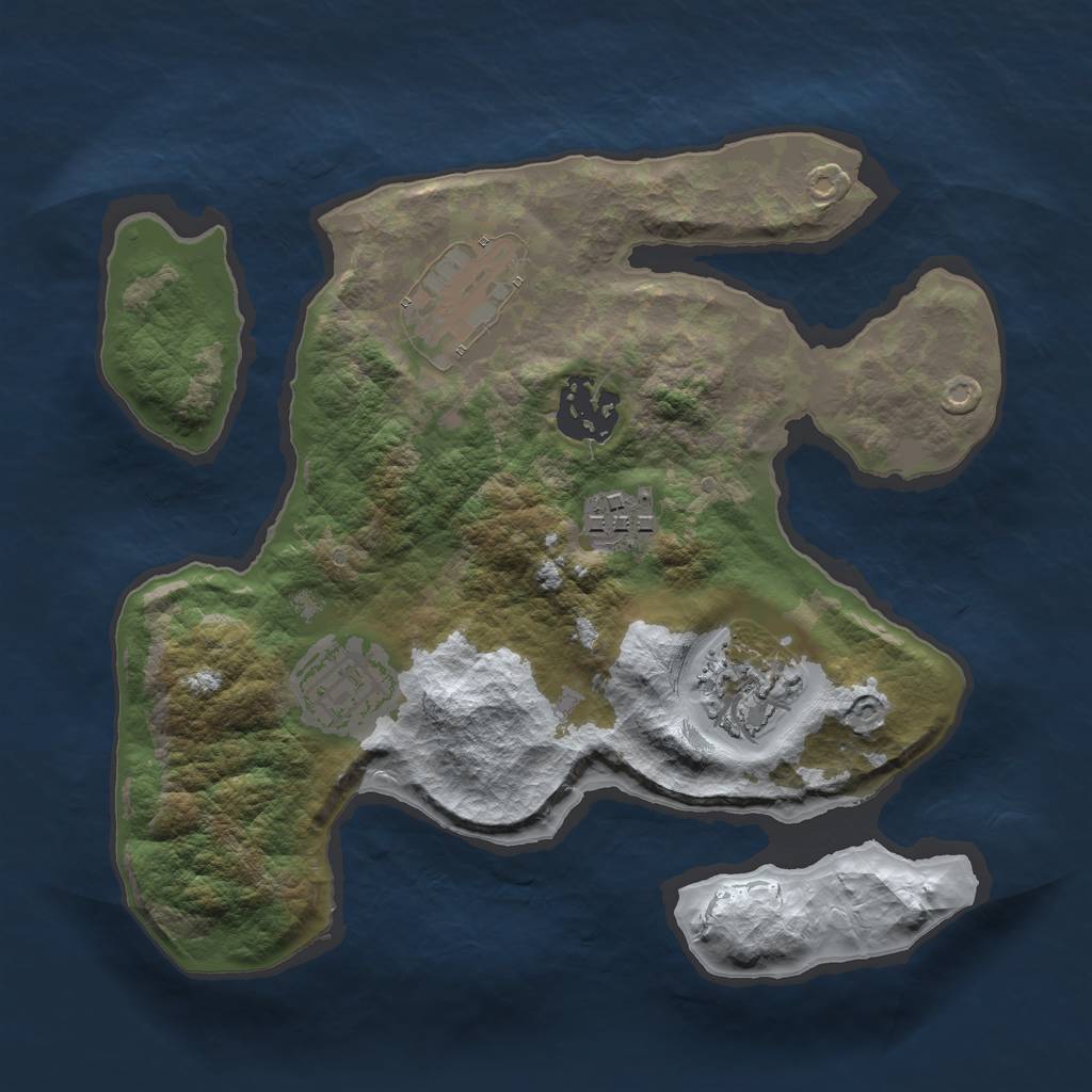 Rust Map: Barren, Size: 2500, Seed: 945823, 7 Monuments