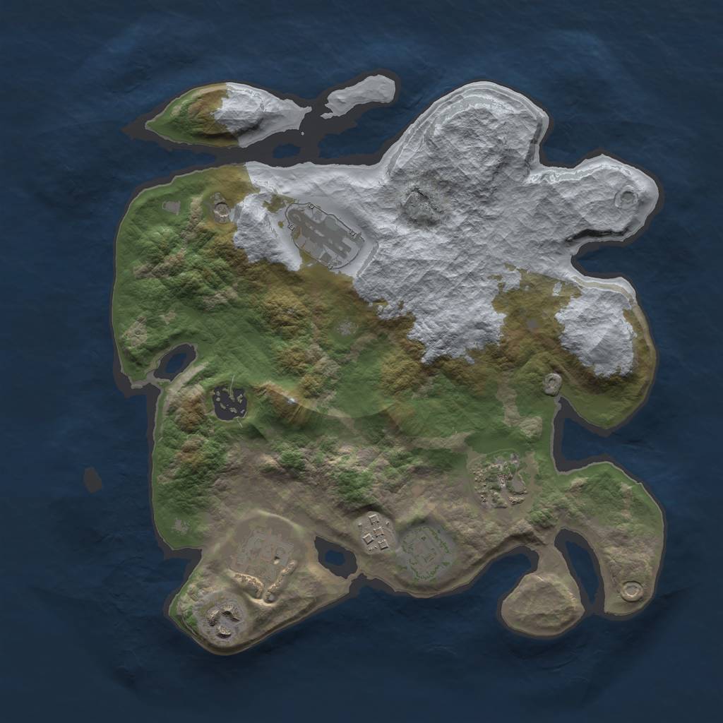 Rust Map: Barren, Size: 3000, Seed: 396938, 10 Monuments