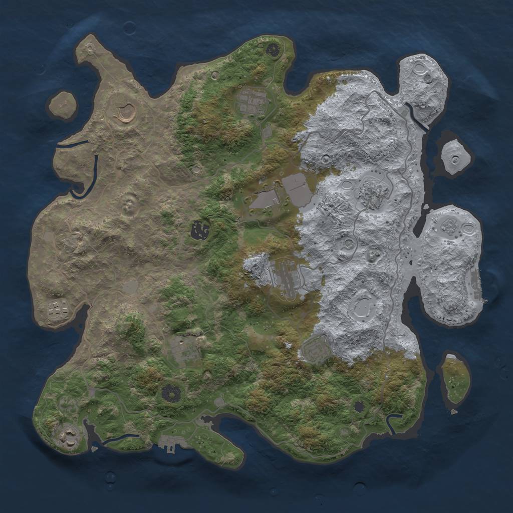 Rust Map: Procedural Map, Size: 4000, Seed: 121602255, 17 Monuments