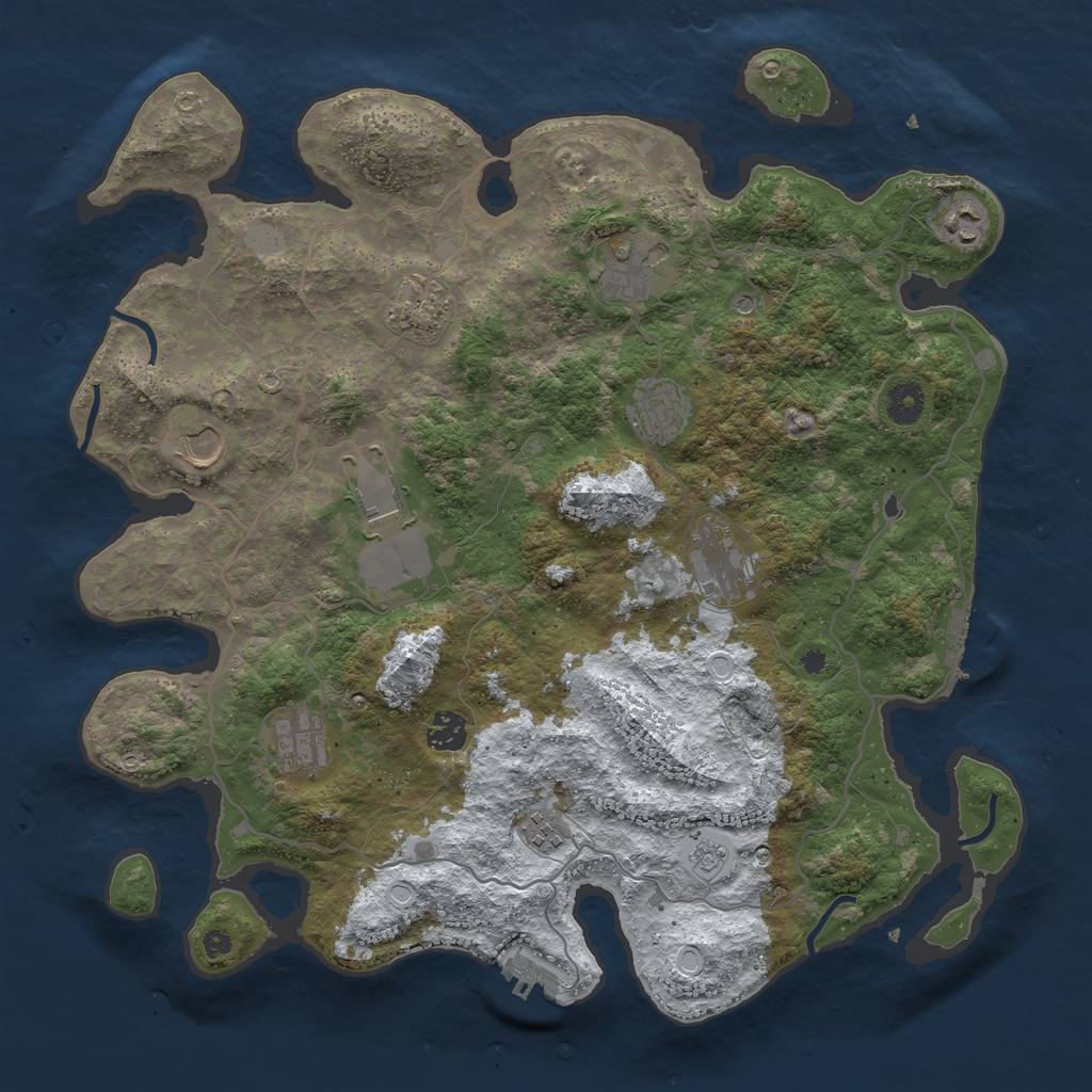 Rust Map: Procedural Map, Size: 4000, Seed: 2304454, 19 Monuments