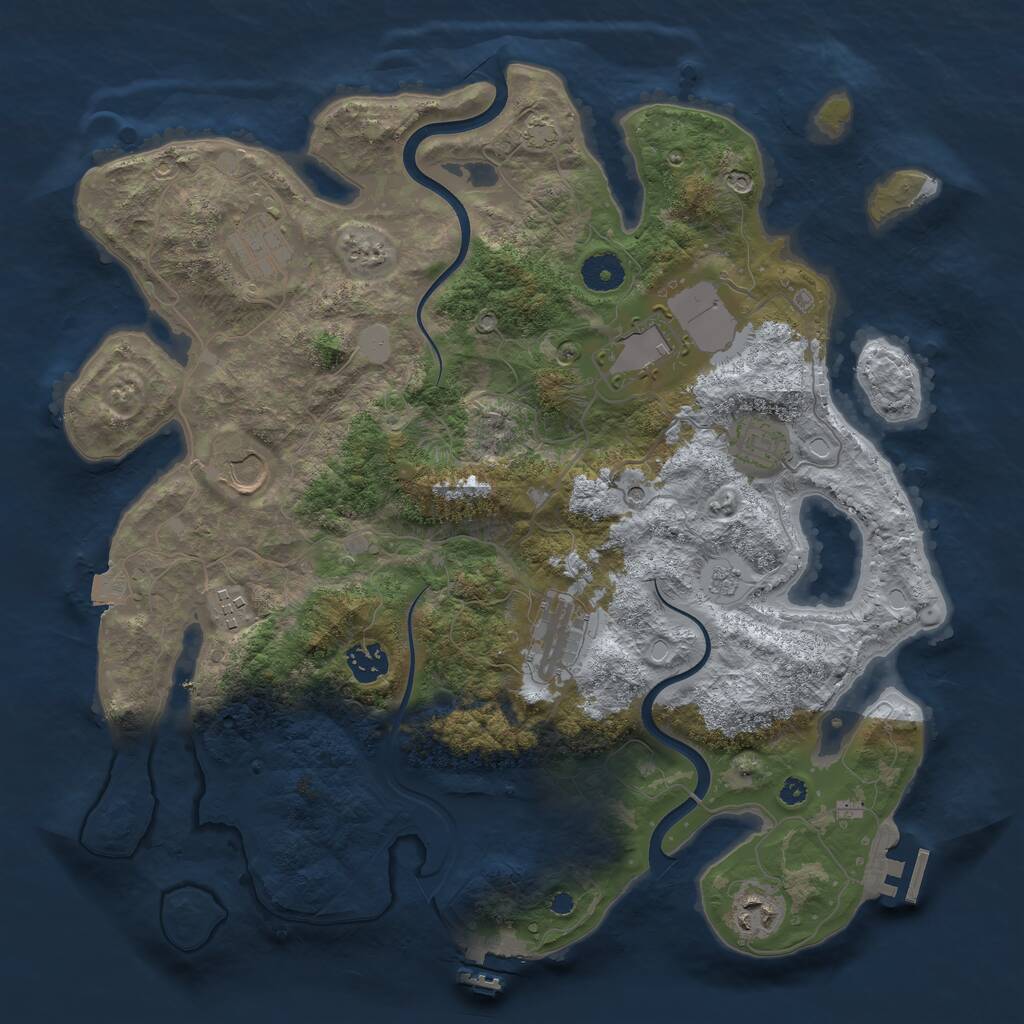 Rust Map: Procedural Map, Size: 3800, Seed: 191, 14 Monuments