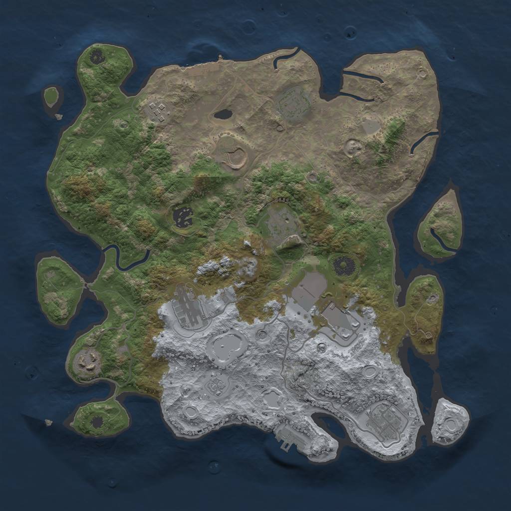 Rust Map: Procedural Map, Size: 3600, Seed: 737115099, 18 Monuments