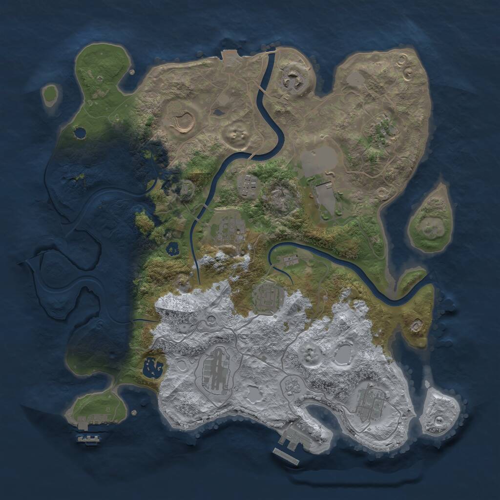 Rust Map: Procedural Map, Size: 3600, Seed: 737115099, 16 Monuments