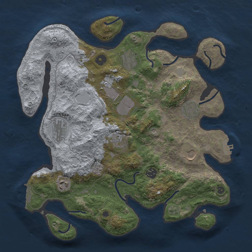 Rust Map: Procedural Map, Size: 3500, Seed: 354970163, 18 Monuments
