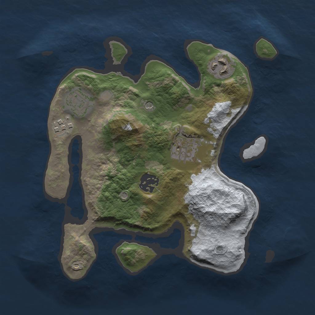 Rust Map: Barren, Size: 2511, Seed: 1279325284, 8 Monuments