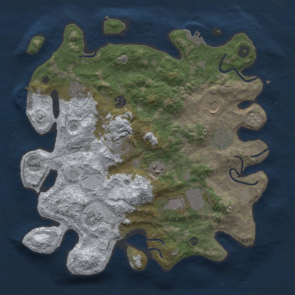 Rust Map: Procedural Map, Size: 3600, Seed: 372027571, 18 Monuments