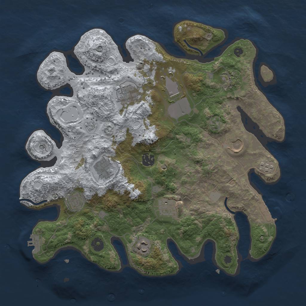 Rust Map: Procedural Map, Size: 3500, Seed: 1469134314, 19 Monuments