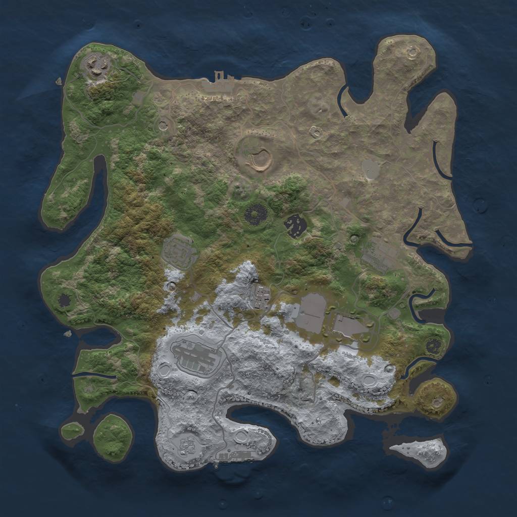 Rust Map: Procedural Map, Size: 3500, Seed: 1182198867, 17 Monuments