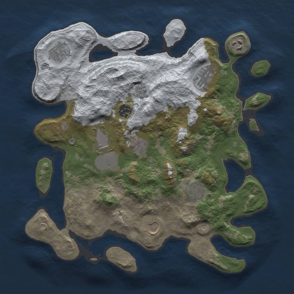 Rust Map: Barren, Size: 3500, Seed: 189883945, 12 Monuments