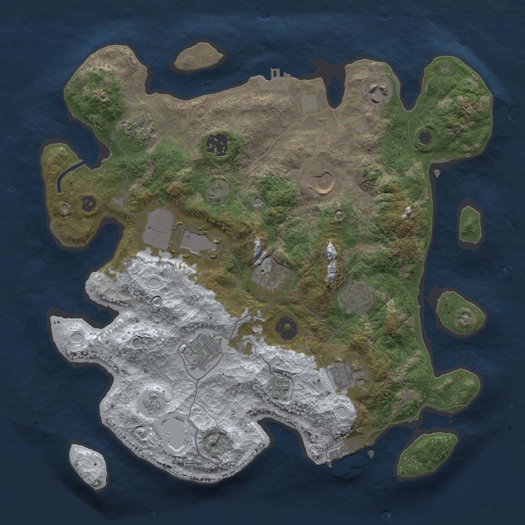 Rust Map: Procedural Map, Size: 3500, Seed: 42596310, 19 Monuments