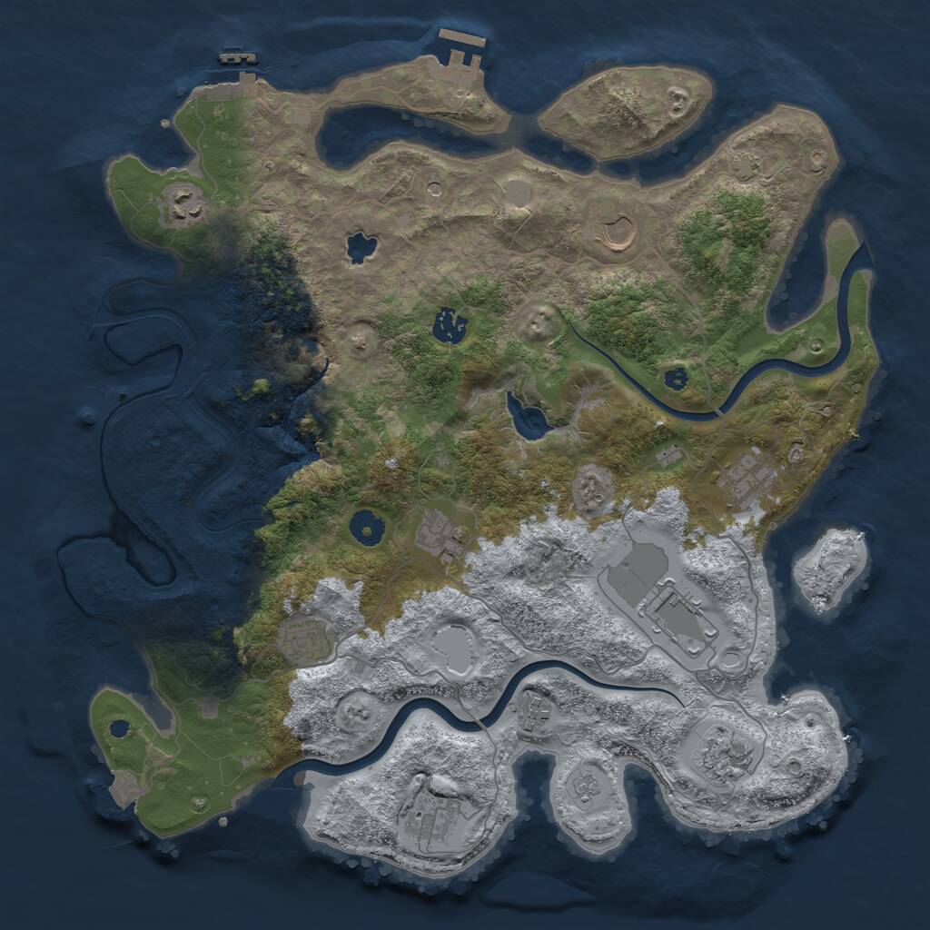 Rust Map: Procedural Map, Size: 4000, Seed: 117064448, 16 Monuments